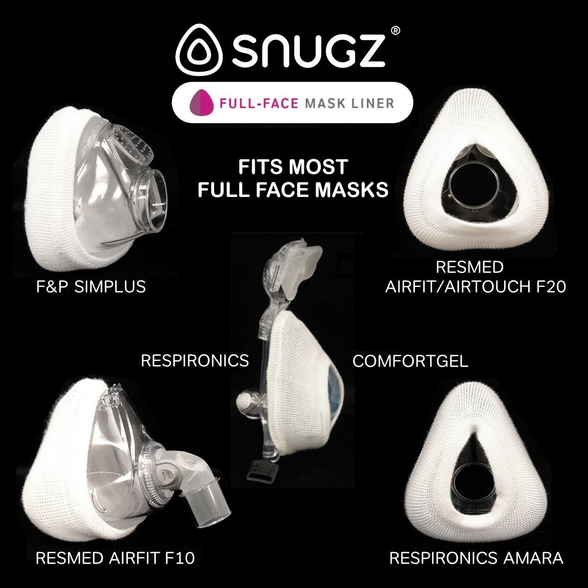 Snugz Full Face CPAP Mask Liners (2 Pack - 90 Night Supply)