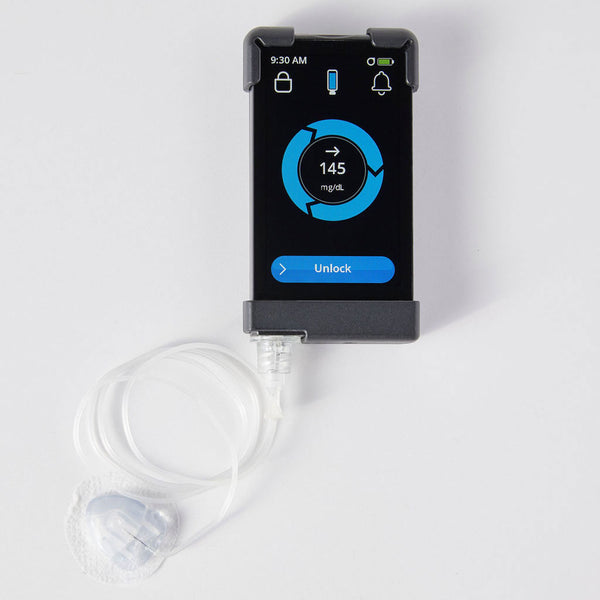 Medical device with digital display and interface on a white background