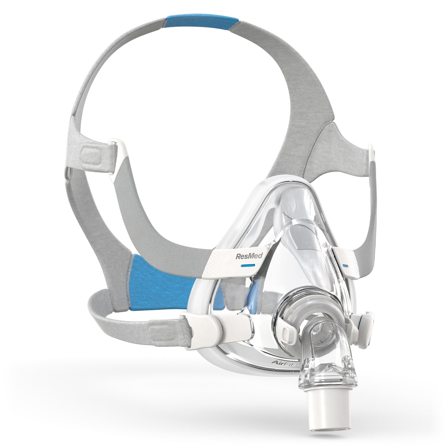 CPAP mask with headgear on a white background