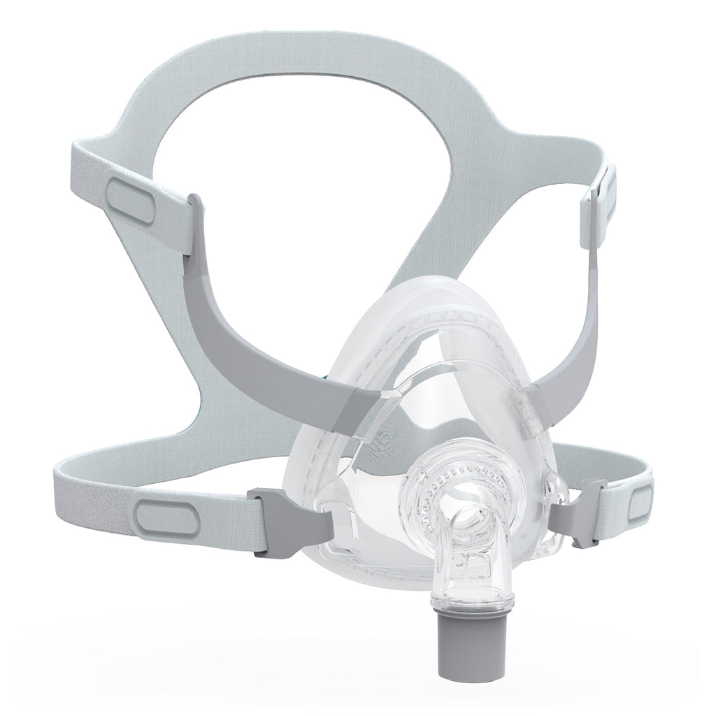 CPAP mask with headgear on a white background