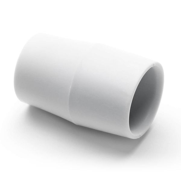 A white cylindrical CPAP mask adapter connector.