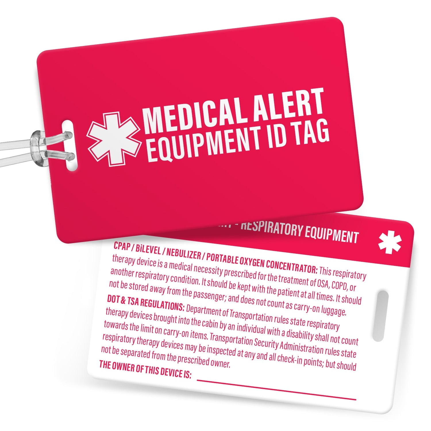Heavy Duty Respiratory Equipment Medical Alert Luggage Tags